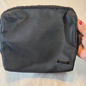 Black Chanel‎ Parfums Make-Up Bag with  Zipper Outside Pocket